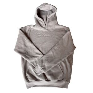 Comfrt Hoodie Mens Medium Beige Heavyweight Pullover Minimalist Embroidered Logo